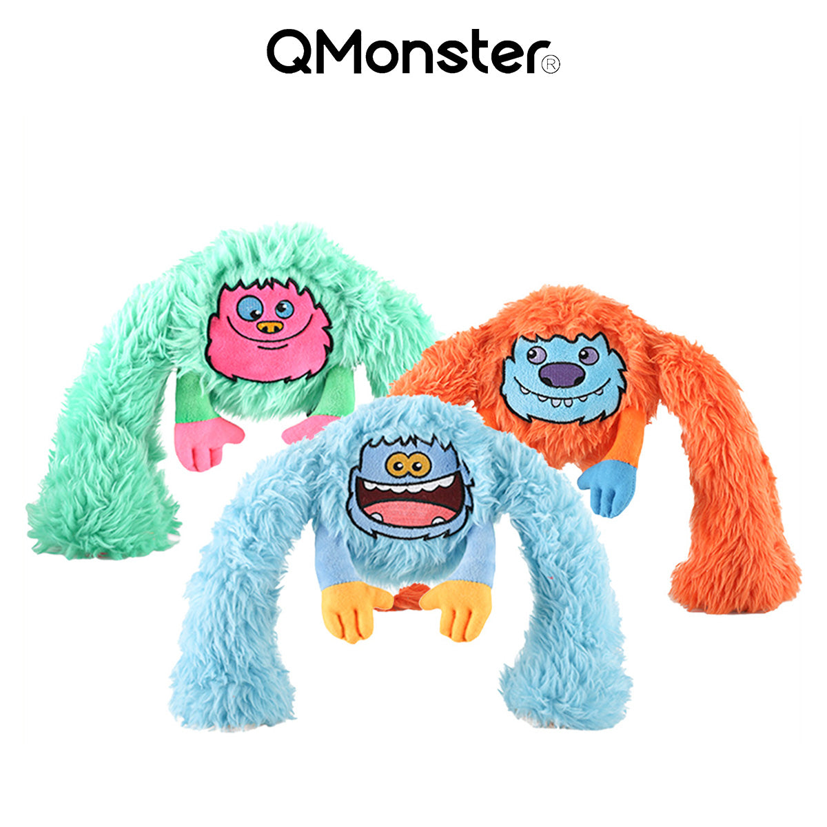 Q-MONSTER 互動拉扯玩具 長腳怪系列 TPR球發聲玩具