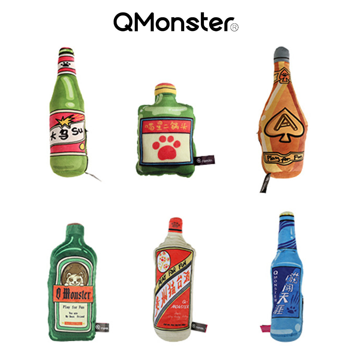 Q-MONSTER 貓酒系列寵物玩具 貓薄荷抱枕 貓抱枕