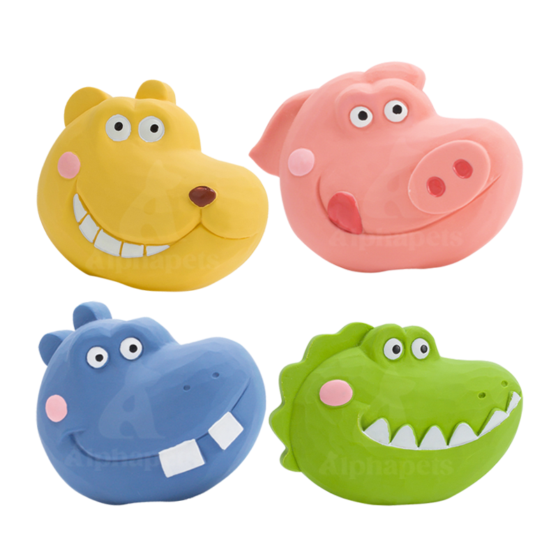 Q-MONSTER 扁扁動物頭家族發聲玩具 寵物乳膠玩具