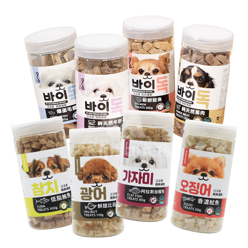 By Dog汪洽普 狗狗凍乾零食 鱈魚 鮭魚 馬肉 牛肝 雞胸肉 毛鱗魚 低脂鮪魚 鮮甜比目魚 鰈魚