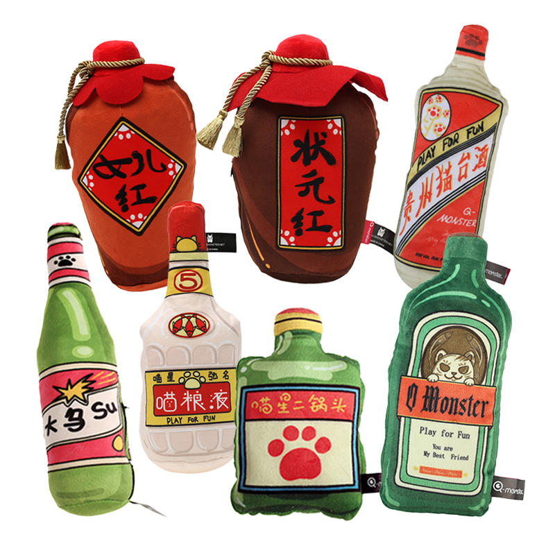 Q-MONSTER 貓酒系列寵物玩具 貓薄荷抱枕 貓抱枕