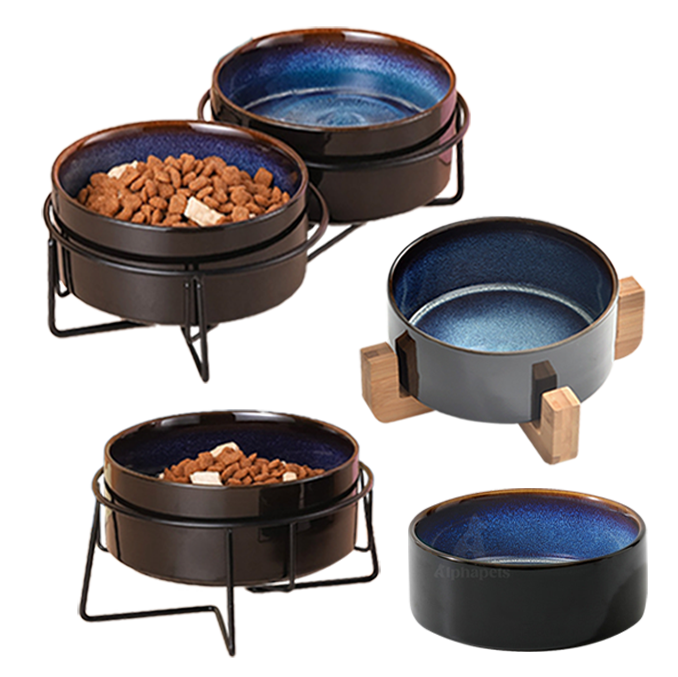 木架 / 黑鐵架星空陶瓷碗 寵物陶瓷碗 2種尺寸