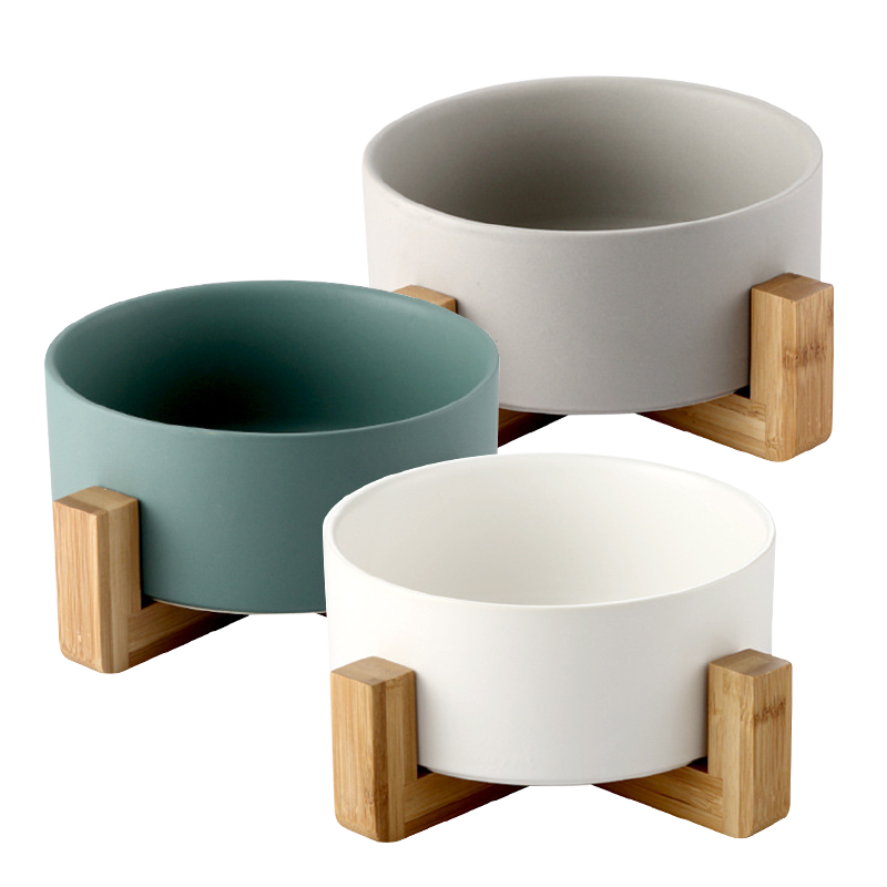 木架陶瓷寵物碗 13cm / 15.5cm 6色