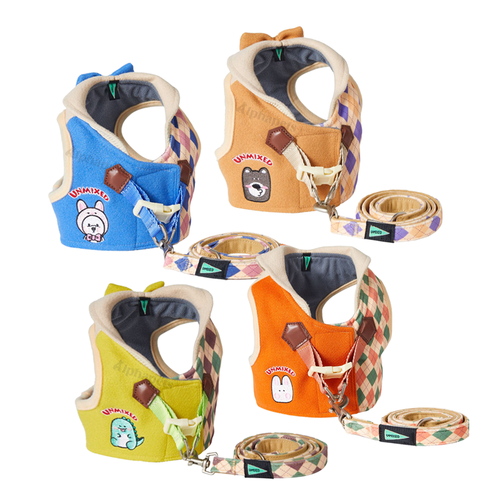 UNMIXED 倫敦學院風 寵物胸背帶+牽繩組 4種尺寸