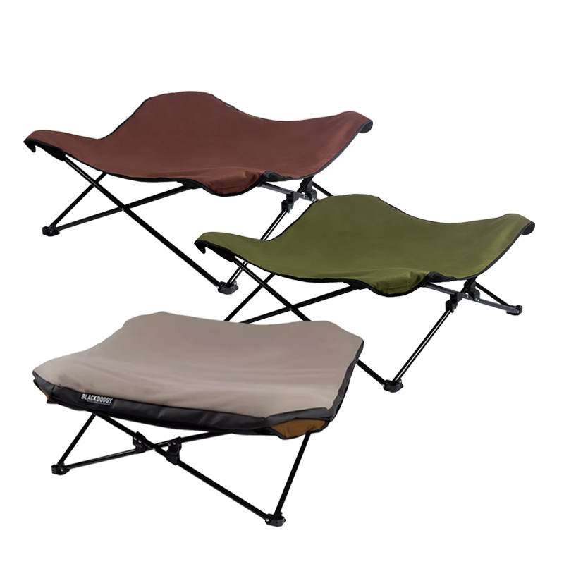 BlackDoggy 寵物戶外防潑水摺疊行軍床 / 專用睡墊 寵物床