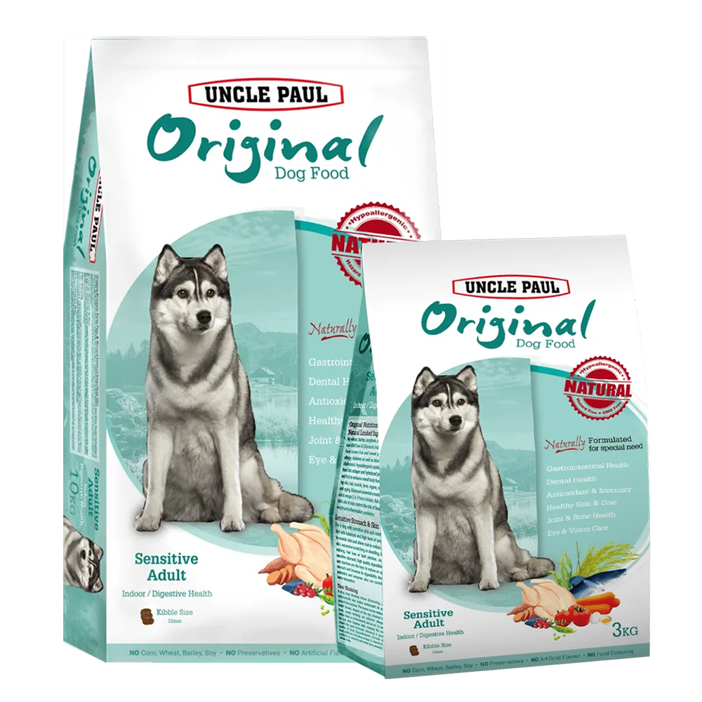 UNCLE PAUL保羅叔叔 低敏成犬 室内犬 消化道保健犬糧 狗飼料 3KG / 10KG