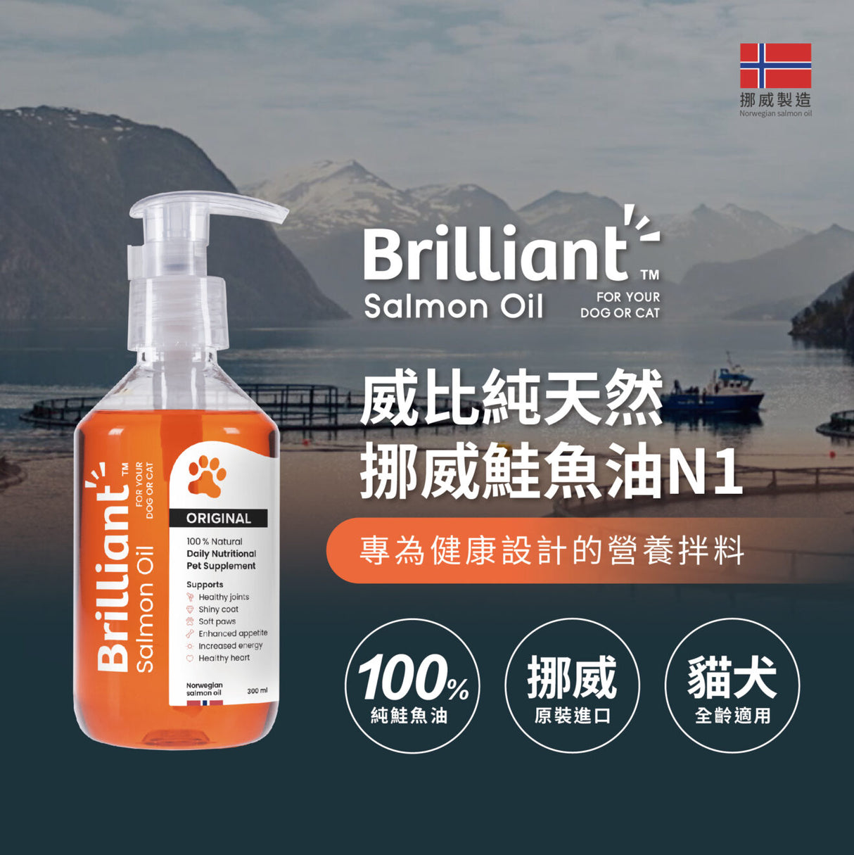 威比純天然 挪威鮭魚油N1 300ml