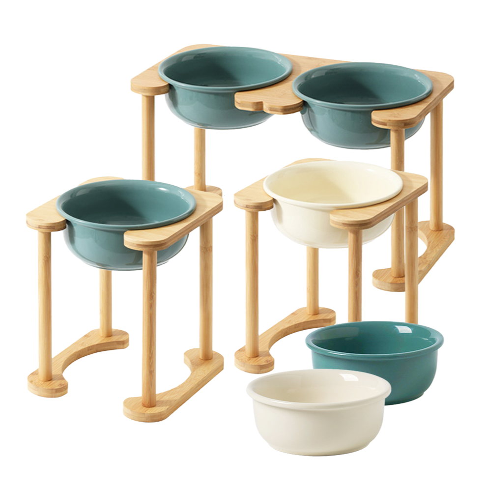 羅馬柱架陶瓷飛碟寵物碗 平架寵物碗 護頸碗架 加大碗架 單碗 雙碗