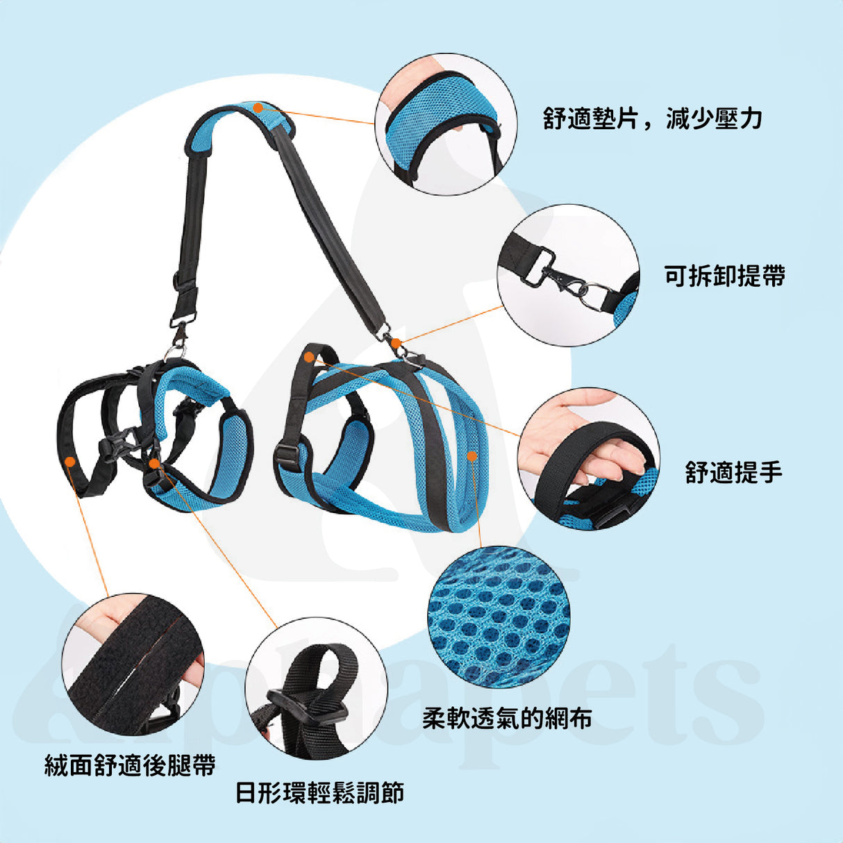 DogLemi多樂米 狗狗全身輔助提帶 輔助狗背袋 寵物輔助背帶 外出輔助 上下樓梯輔助