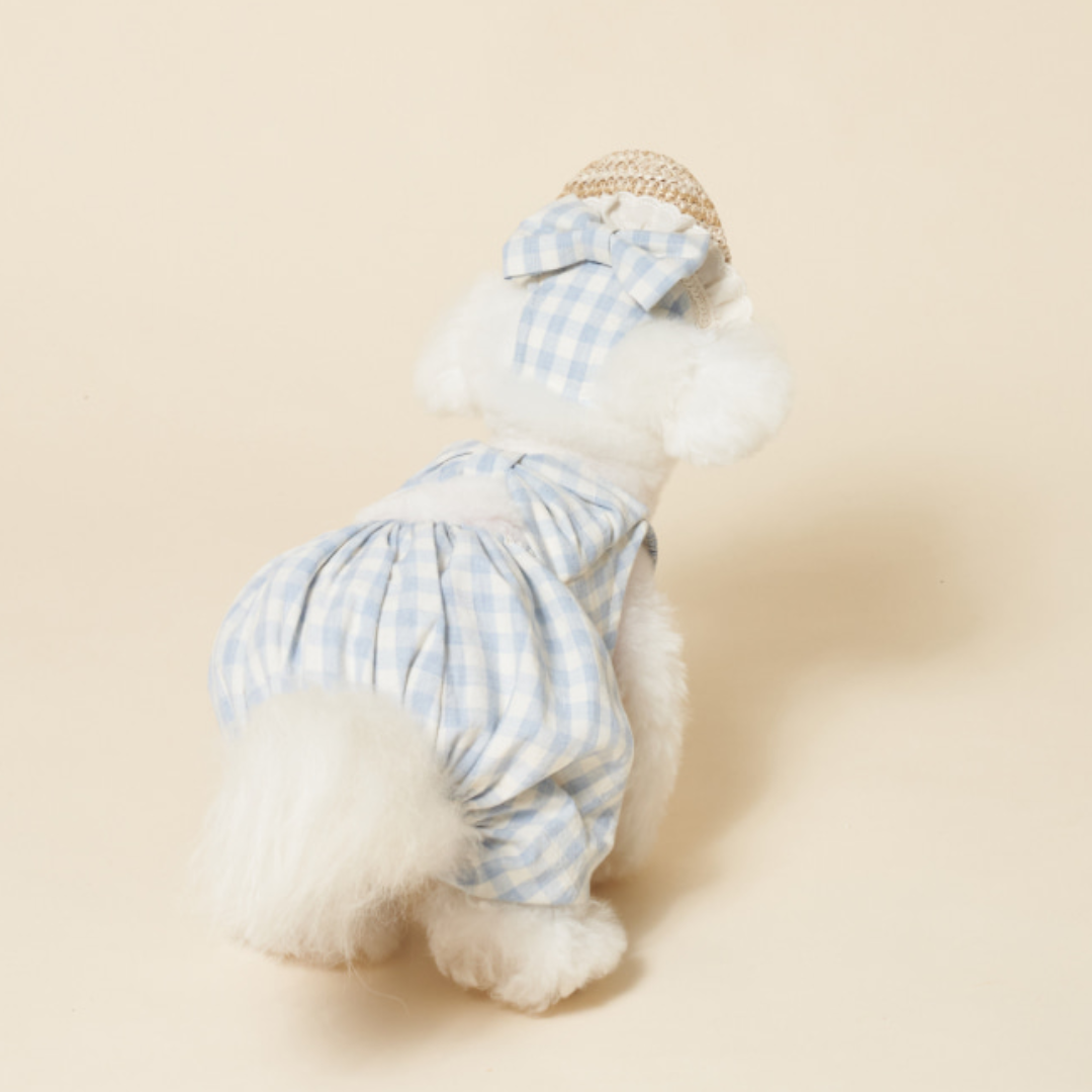 韓國MEANING 格紋蝴蝶結寵物帽 3種顏色