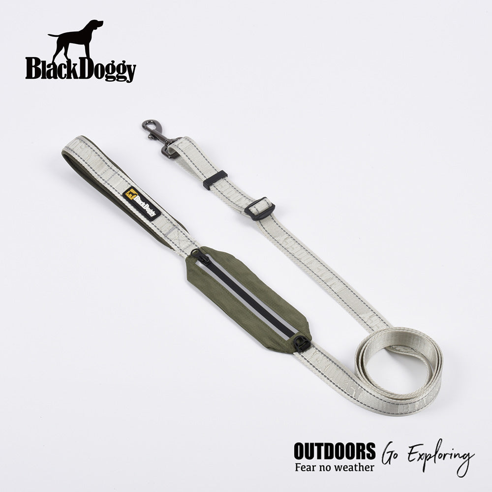 BlackDoggy 寵物戶外反光緹花便攜帶牽繩 / 反光項圈 2色