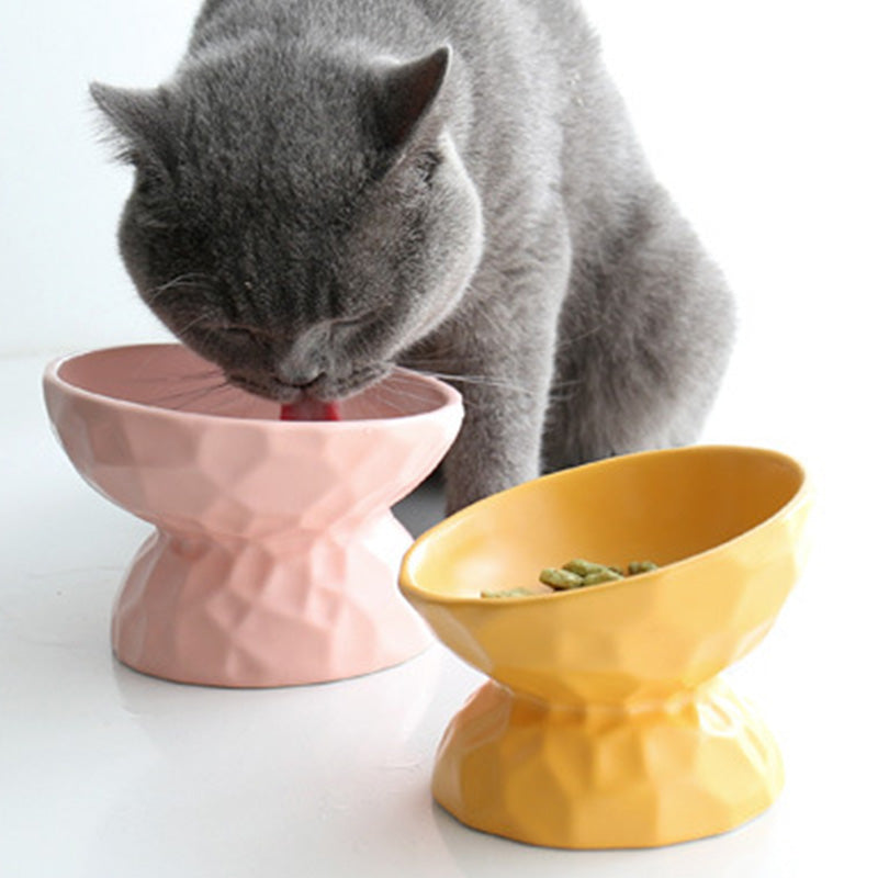 凹凸紋寵物陶瓷碗 斜口 / 平口 4色