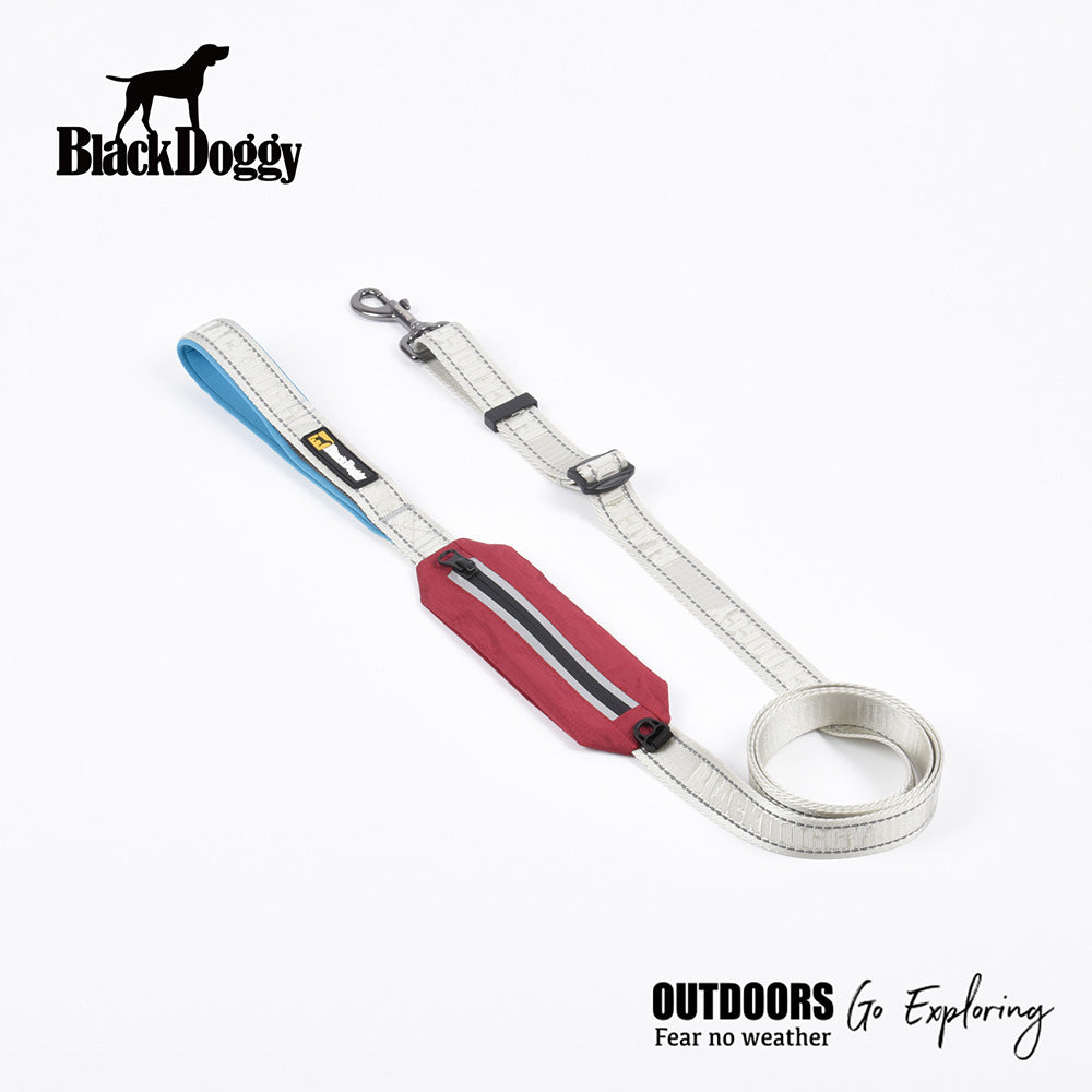 BlackDoggy 寵物戶外反光緹花便攜帶牽繩 / 反光項圈 2色