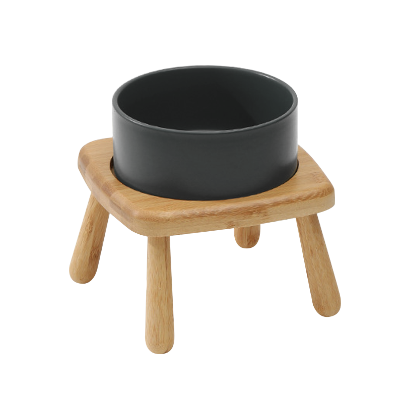 高腳木架陶瓷寵物碗 護頸寵物碗 木碗架 2種尺寸