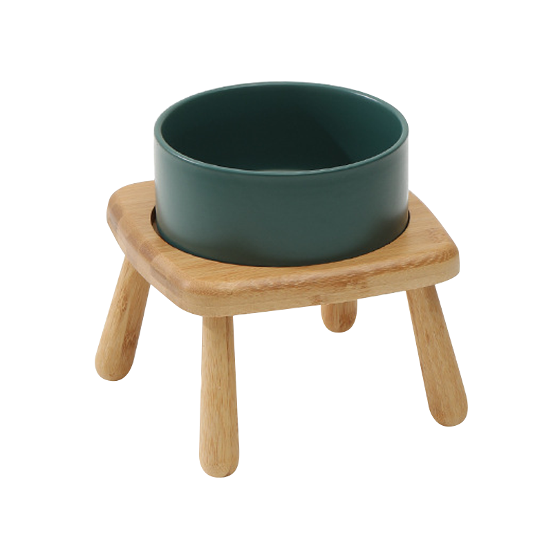 高腳木架陶瓷寵物碗 護頸寵物碗 木碗架 2種尺寸