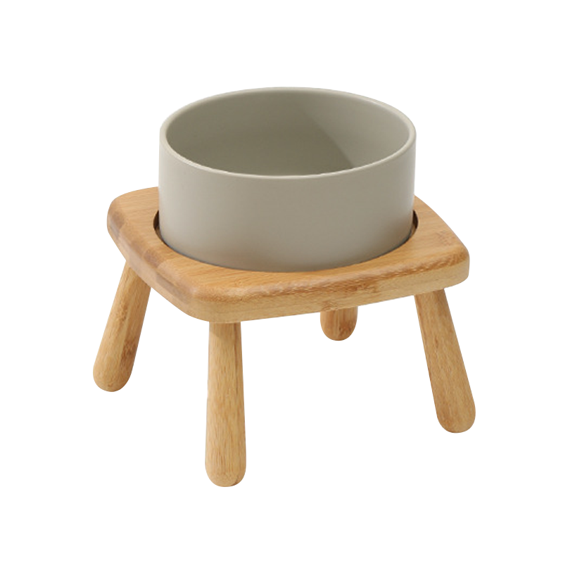高腳木架陶瓷寵物碗 護頸寵物碗 木碗架 2種尺寸