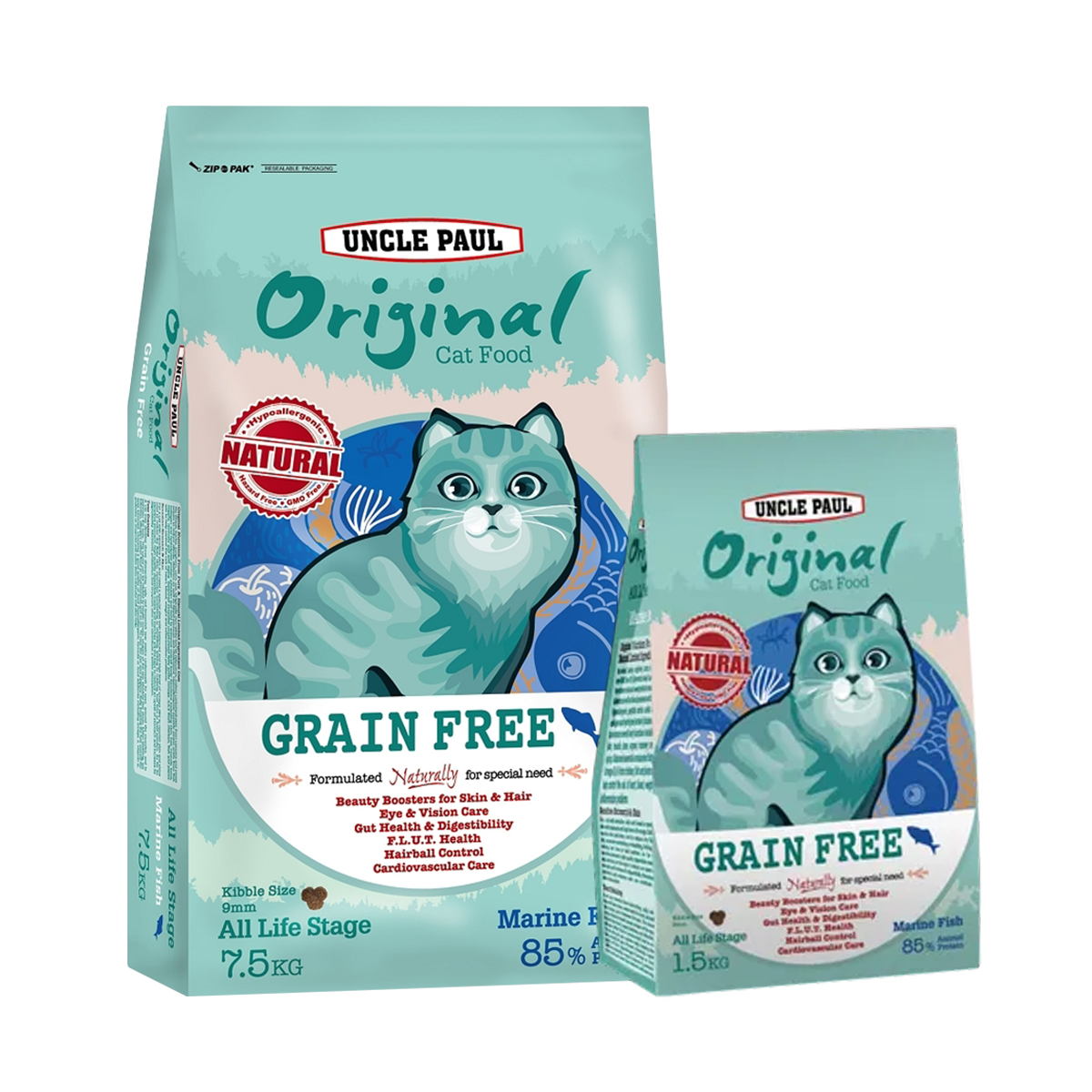 UNCLE PAUL保羅叔叔 田園生機貓食 低敏無穀全齡貓糧 海洋魚/牧野羊肉 1.5kg / 7.5kg