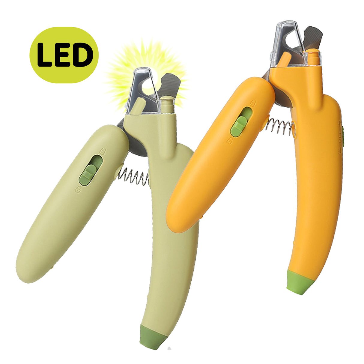 AIWO艾窩 LED發光香蕉指甲剪 附銼刀 發光寵物指甲剪 貓咪指甲剪 狗狗指甲剪 安全指甲剪