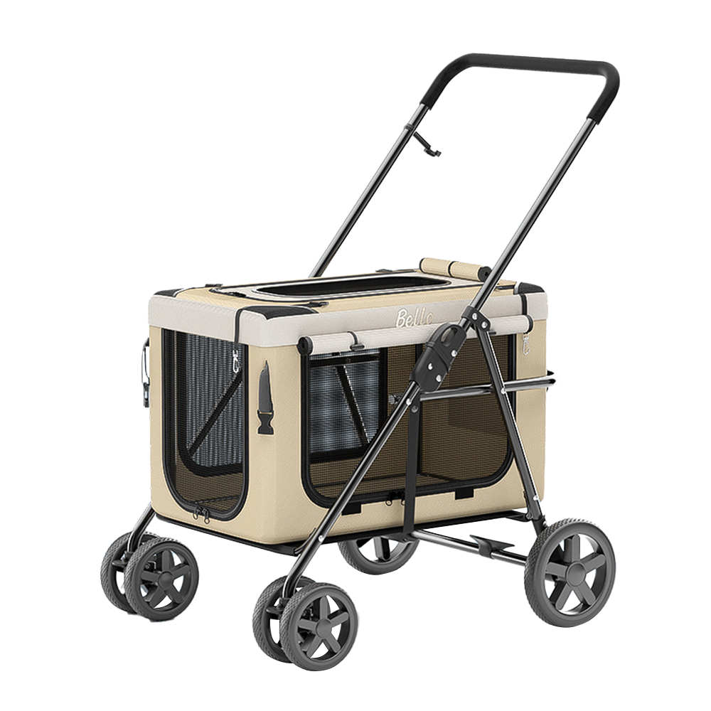 Bello BL09 輕巧便攜 車包分離式可折疊寵物推車 卡其色