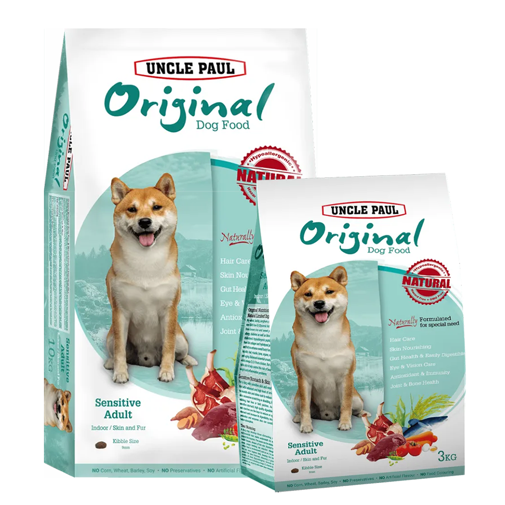 UNCLE PAUL保羅叔叔 低敏成犬 室内犬/皮毛保健犬糧 狗飼料 3kg / 10kg