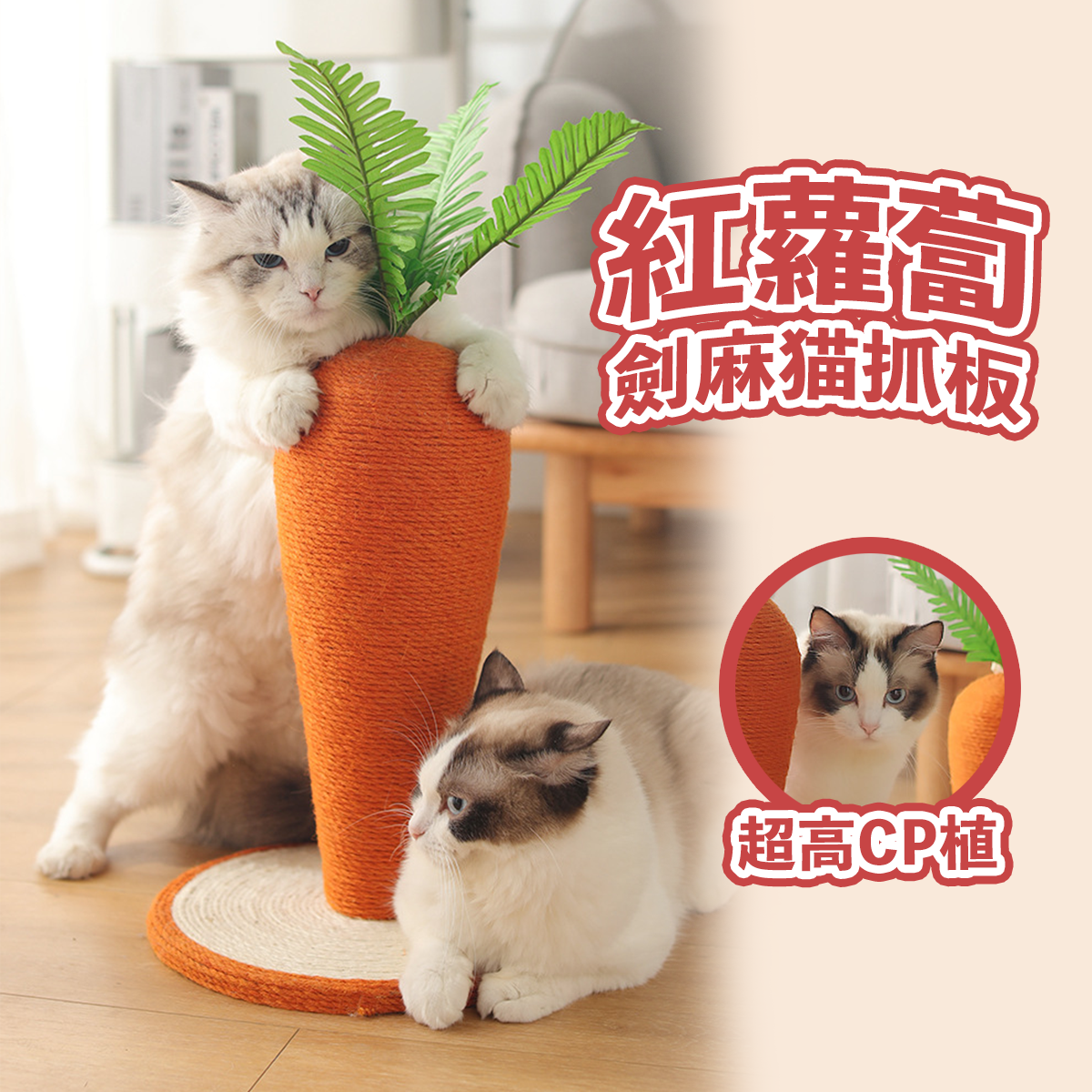 紅蘿蔔 劍麻貓抓柱 貓玩具 紅蘿蔔抓板 貓抓墊