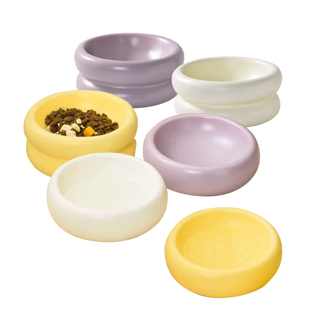 HiDREAM 甜甜圈陶瓷寵物碗 單 / 雙層 3色