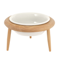 米白色 / 陶瓷飛碟碗 橡木圈架組 / 12.5 cm
