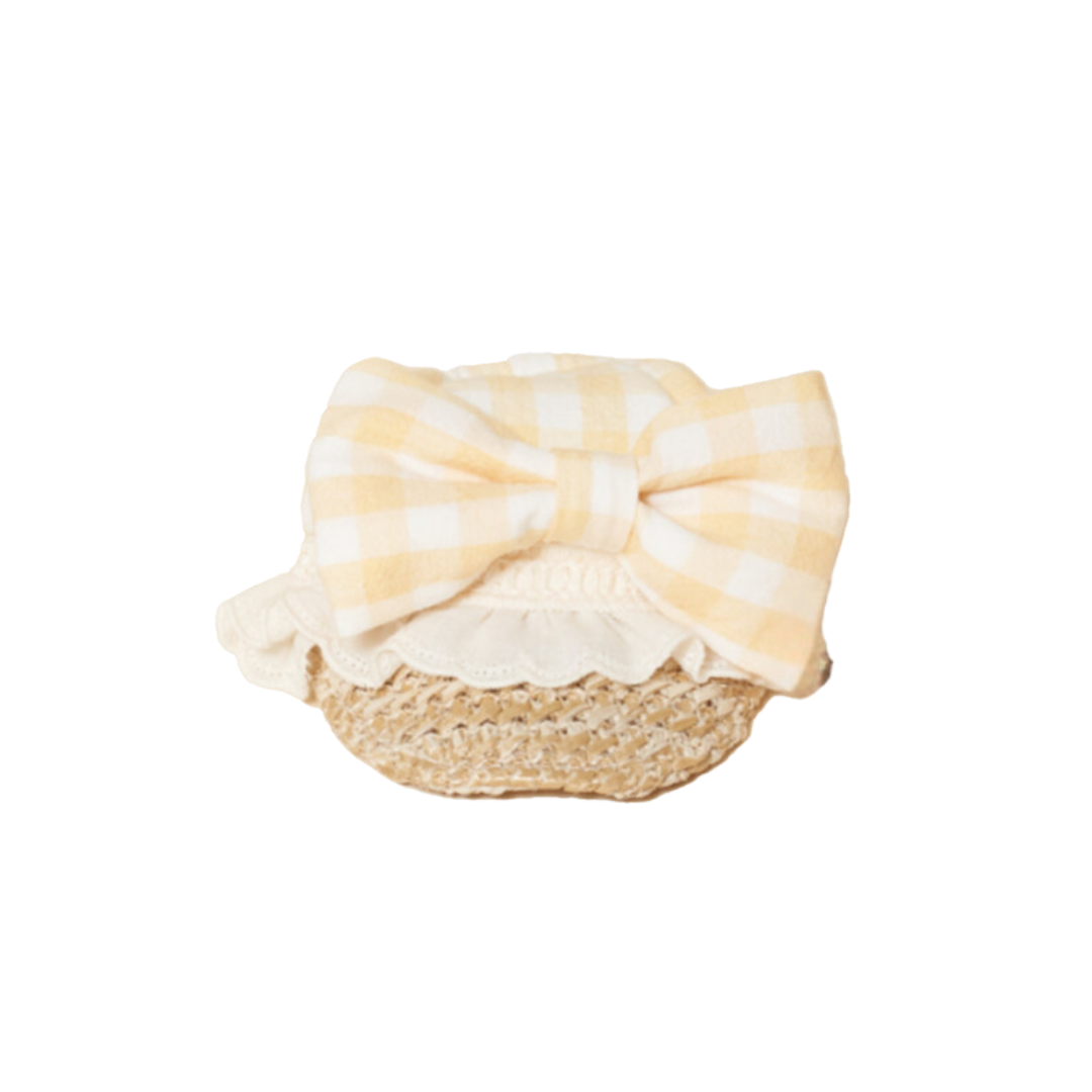 韓國MEANING 格紋蝴蝶結寵物帽 3種顏色