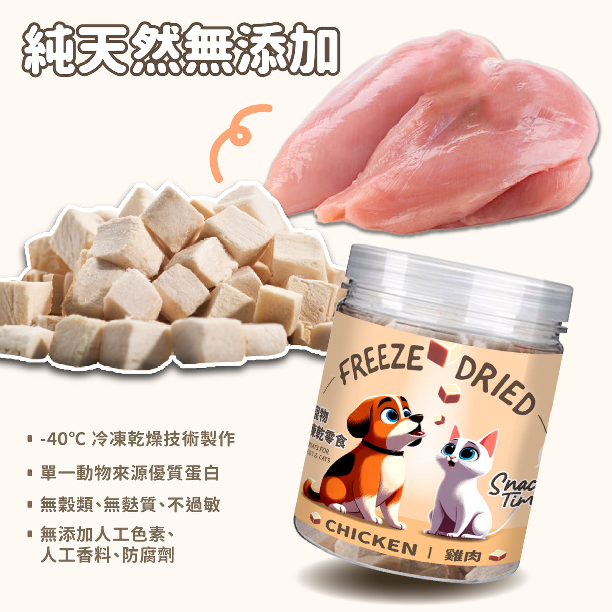 Snack Time 點心時間 MIT雞肉 牛肉 紫薯 貓草凍乾 寵物零食 75g