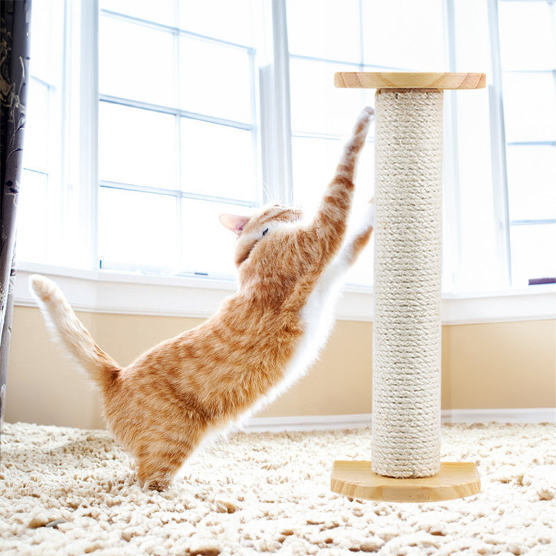 實木劍麻貓抓柱 地面木柱 落地式貓抓柱 天然劍麻繩