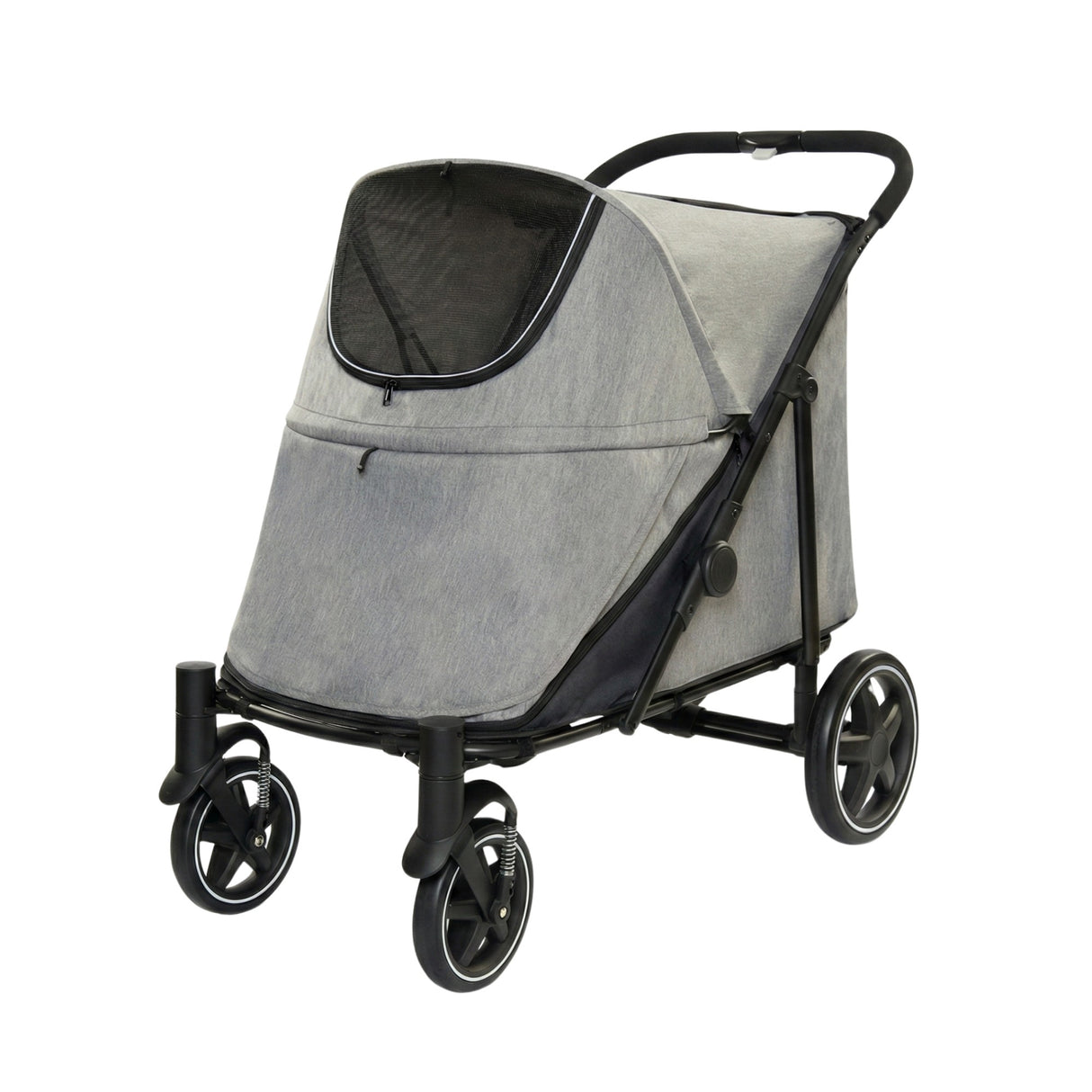 爬坡折疊寵物推車 | 40kg承重 | 銀灰+雨罩組