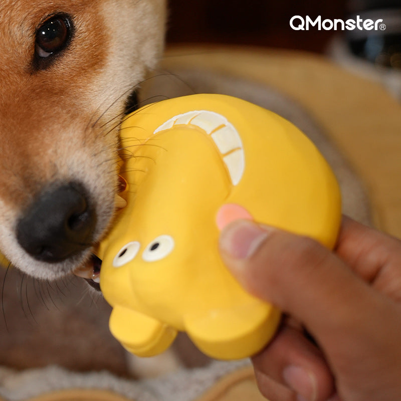 Q-MONSTER 扁扁動物頭家族發聲玩具 寵物乳膠玩具