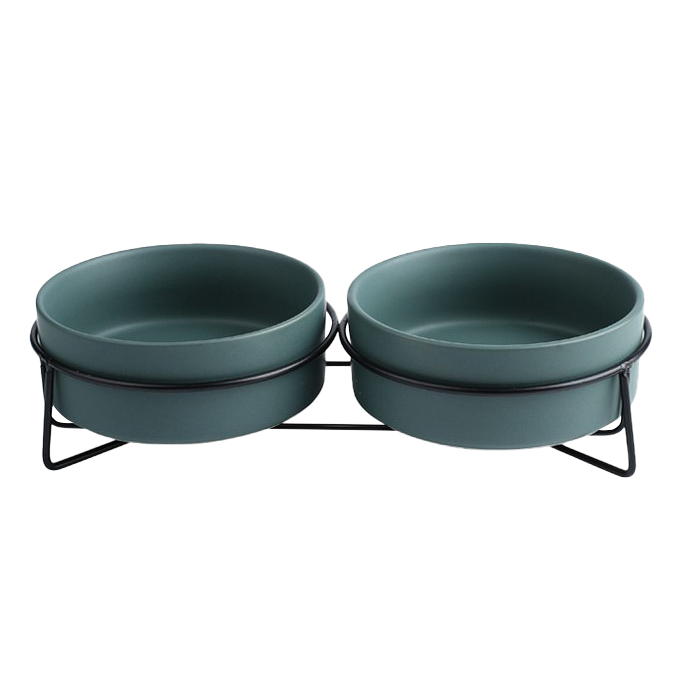 黑鐵架陶瓷寵物碗 護頸寵物碗 6色 2種尺寸