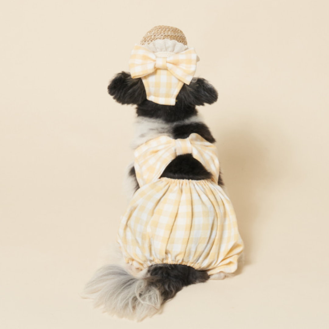 韓國MEANING 格紋蝴蝶結寵物帽 3種顏色