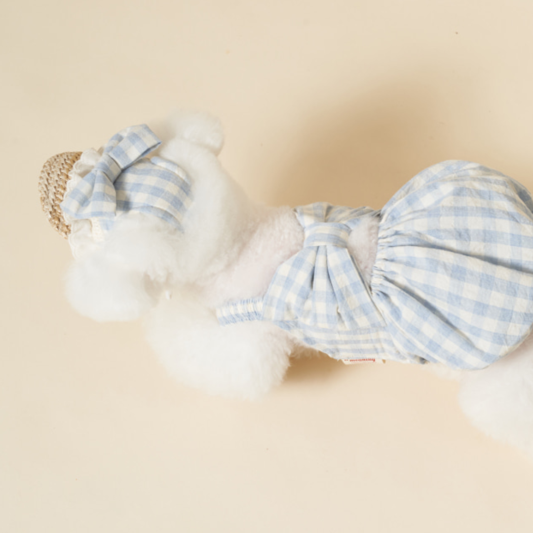 韓國MEANING 格紋蝴蝶結寵物帽 3種顏色