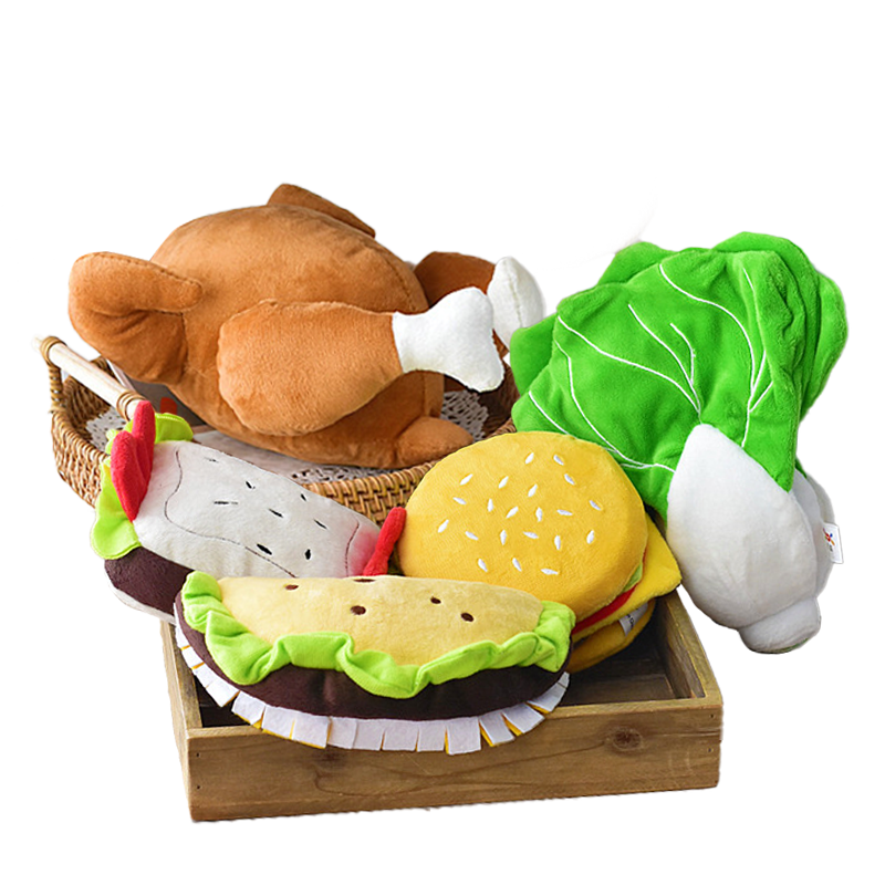 食物造型絨毛發聲玩具 三明治 / 墨西哥捲 / 吐司 / 菜菜 / 豌豆 / 烤雞