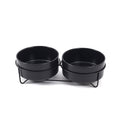 黑鐵架陶瓷碗 雙碗組 / 黑色 / 13 cm
