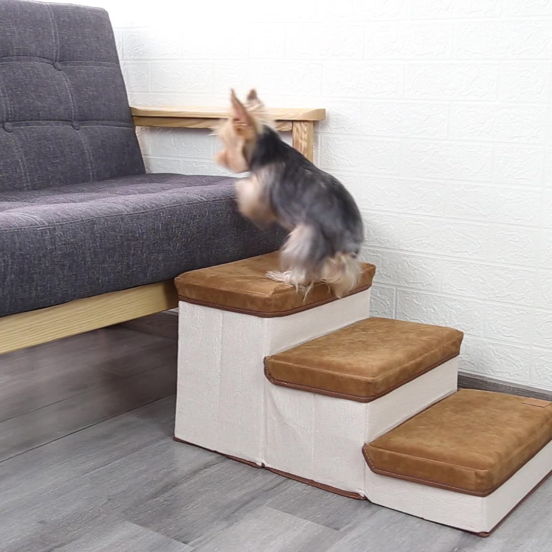 DogLemi 多樂米 摺疊收納寵物樓梯 三層置物空間 3色