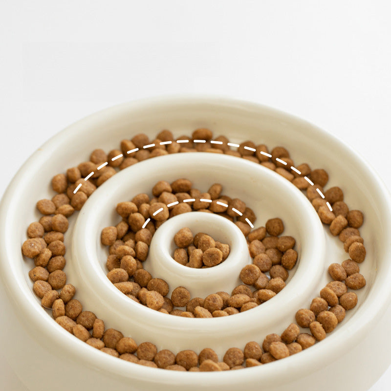 陶瓷圓圈寵物慢食碗 防暴食 飲食控制 護頸 實木底座 寵物碗 3色