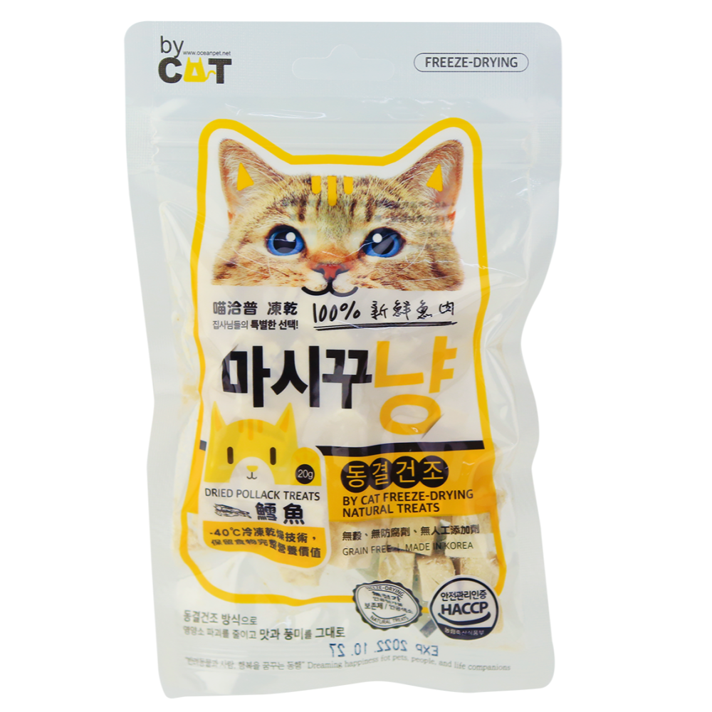 By Cat喵洽普 貓咪凍乾零食 鱈魚 鮭魚 馬肉 牛肝 雞胸肉 毛鱗魚 低脂鮪魚 比目魚 鰈魚