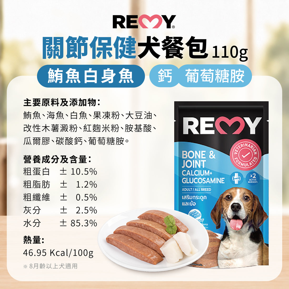 REMY 機能狗餐包 110g 犬用濕食 餐包 狗罐頭 犬餐包 維持免疫力 關節保健 皮膚保健 腸胃保健