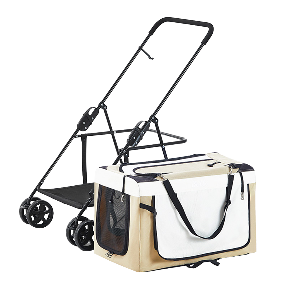 Bello BL09 輕巧便攜 車包分離式可折疊寵物推車 卡其色