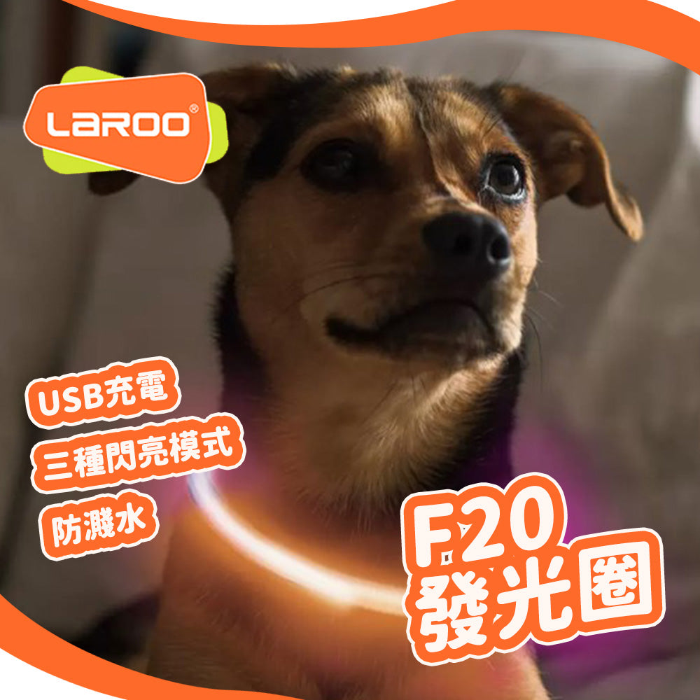 LaRoo萊諾 F20 發光狗項圈 LED項圈 45 / 65cm  USB充電