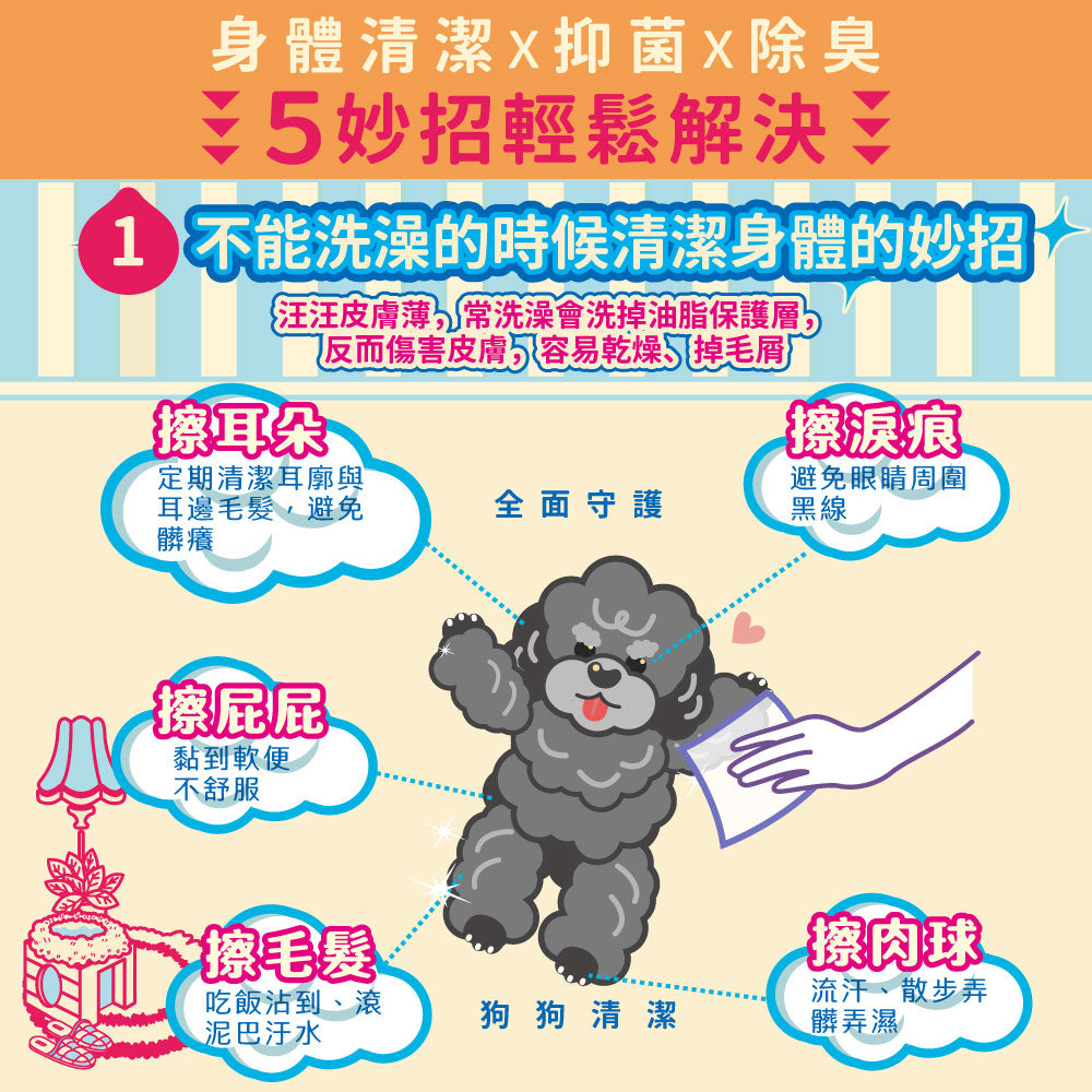 ✨新包裝✨OODOUT臭味滾 犬用 / 貓用 除臭抑菌濕紙巾 50抽