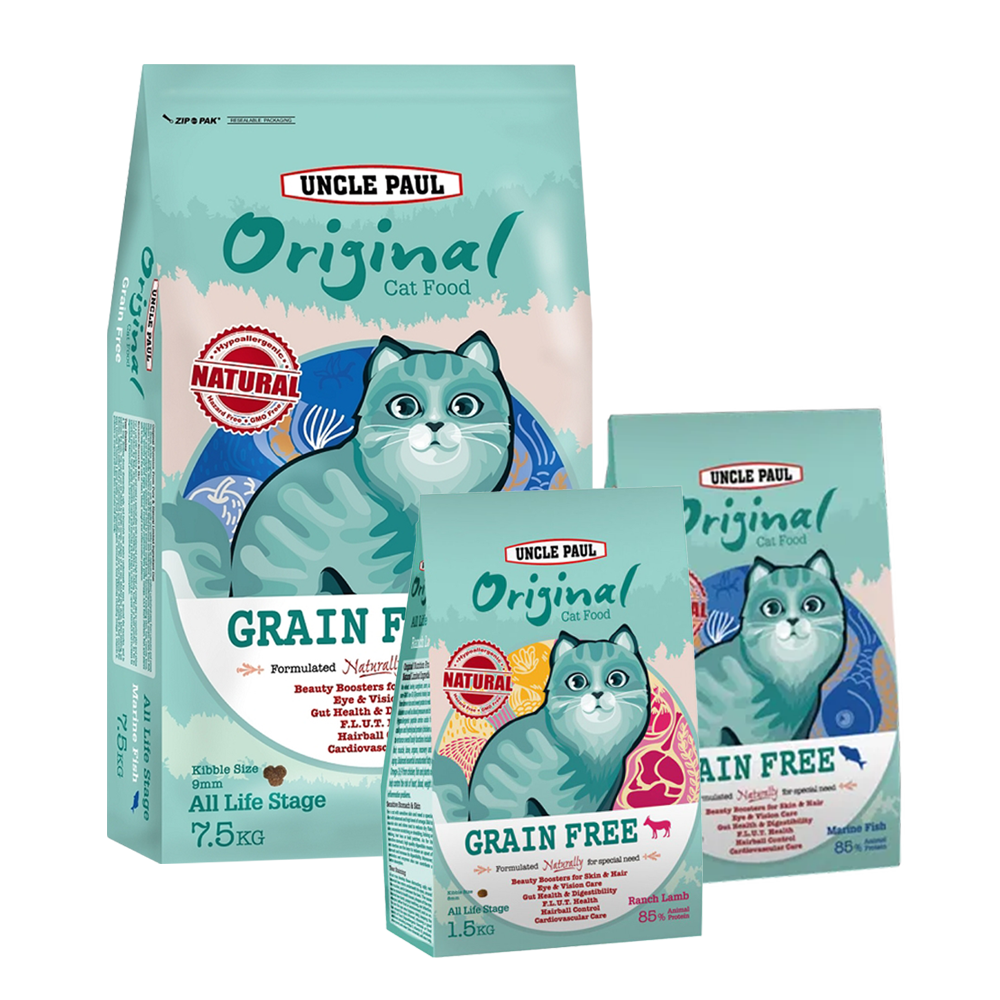 UNCLE PAUL保羅叔叔 田園生機貓食 低敏無穀全齡貓糧 海洋魚/牧野羊肉 1.5kg / 7.5kg