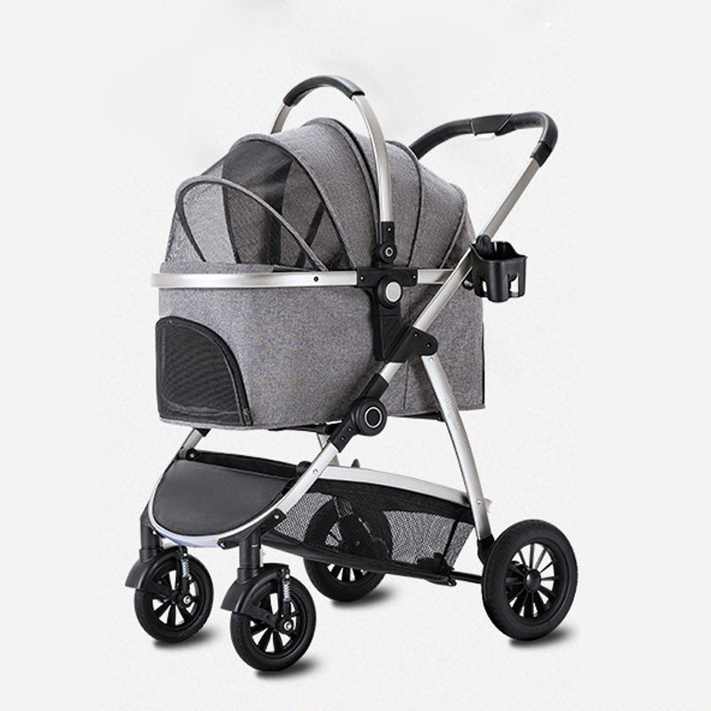 Wang Mao 旺喵 鋁管分離式摺疊寵物推車 灰色 / 香檳金 XL