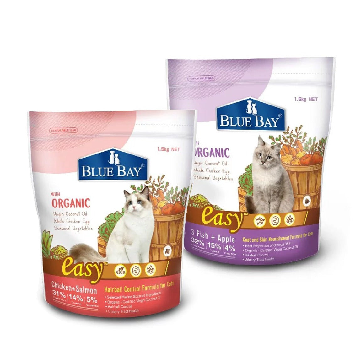 BLUE BAY倍力 EASY貓糧 化毛 / 亮毛美膚配方 1.5kg / 8kg 貓飼料 幼母貓乾糧