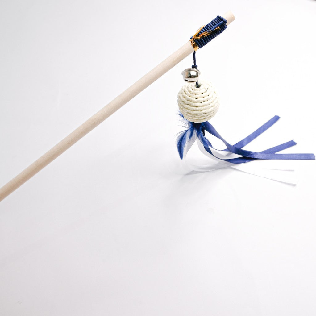 STOCK 羽毛緞帶單球逗貓棒