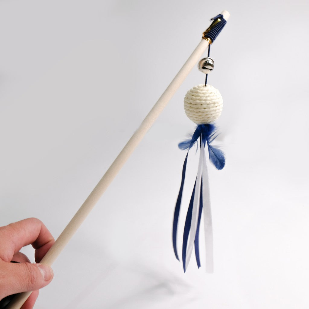 STOCK 羽毛緞帶單球逗貓棒