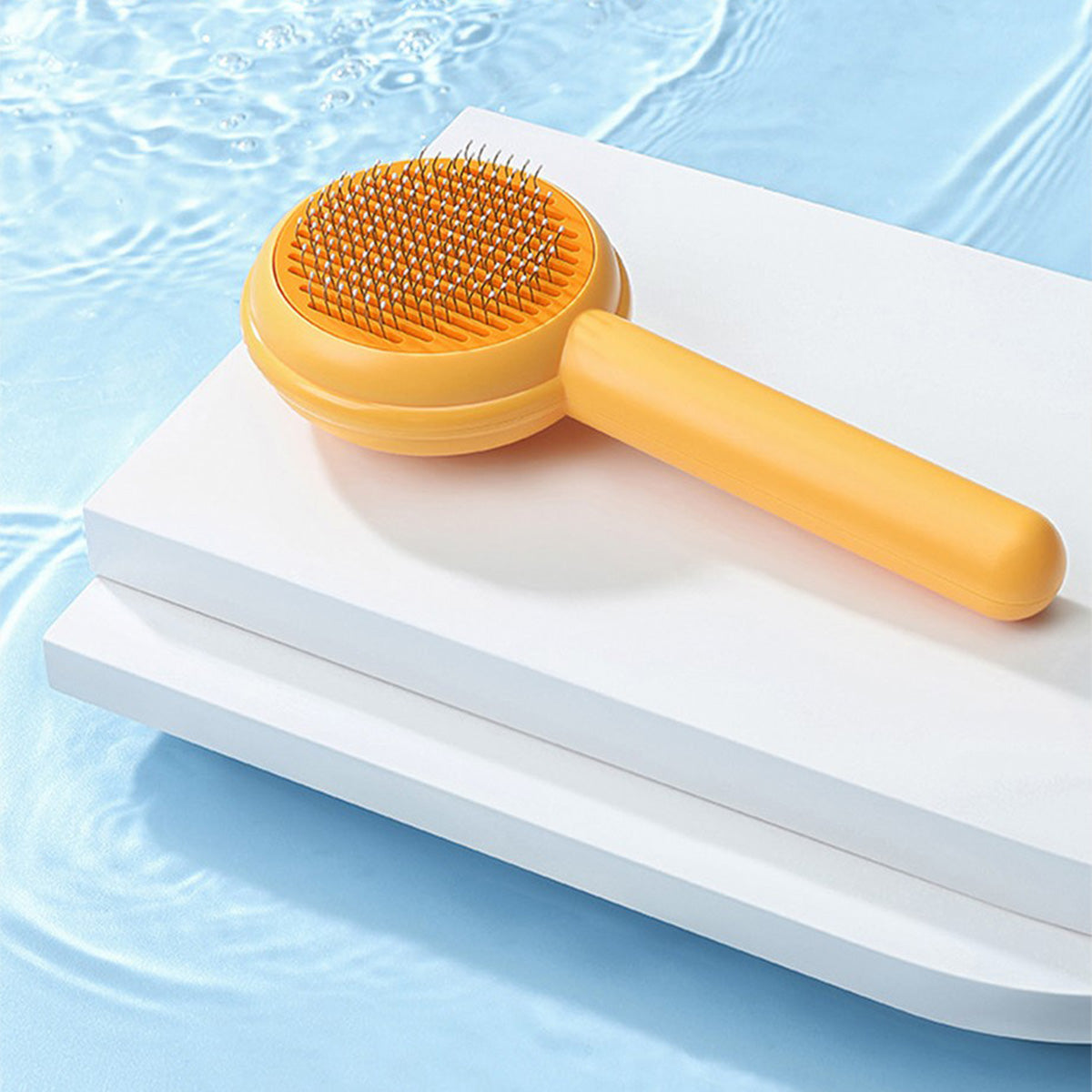 AIWO艾窩 漢堡包寵物針梳 一鍵除毛 寵物梳 貓毛梳